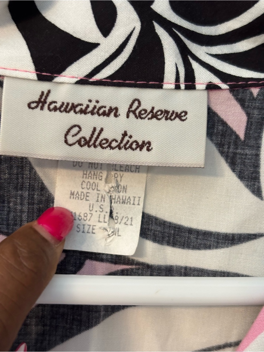 COASTAL COTTAGECORE: Hawaiian Reserve Pink & Black Leaf Resort Blouse XL - Picture 6 of 7
